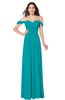 ColsBM Katelyn Teal Bridesmaid Dresses Zip up A-line Floor Length Sweetheart Short Sleeve Gorgeous