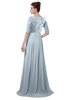 ColsBM Rene Illusion Blue Bridesmaid Dresses Boat Flower A-line Elastic Elbow Length Sleeve Hawaiian