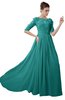 ColsBM Rene Porcelain Bridesmaid Dresses Boat Flower A-line Elastic Elbow Length Sleeve Hawaiian