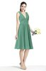 ColsBM Perla Beryl Green Elegant V-neck Sleeveless Zipper Sash Plus Size Bridesmaid Dresses