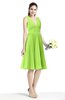 ColsBM Perla Bright Green Elegant V-neck Sleeveless Zipper Sash Plus Size Bridesmaid Dresses