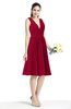 ColsBM Perla Dark Red Elegant V-neck Sleeveless Zipper Sash Plus Size Bridesmaid Dresses