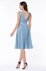 ColsBM Perla Dusty Blue Elegant V-neck Sleeveless Zipper Sash Plus Size Bridesmaid Dresses