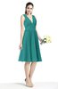 ColsBM Perla Emerald Green Elegant V-neck Sleeveless Zipper Sash Plus Size Bridesmaid Dresses