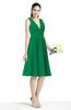 ColsBM Perla Green Elegant V-neck Sleeveless Zipper Sash Plus Size Bridesmaid Dresses