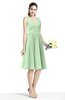 ColsBM Perla Light Green Elegant V-neck Sleeveless Zipper Sash Plus Size Bridesmaid Dresses