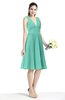 ColsBM Perla Mint Green Elegant V-neck Sleeveless Zipper Sash Plus Size Bridesmaid Dresses