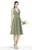 ColsBM Perla Moss Green Elegant V-neck Sleeveless Zipper Sash Plus Size Bridesmaid Dresses