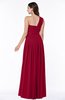 ColsBM Emmeline Dark Red Modern A-line Half Backless Chiffon Floor Length Ruching Plus Size Bridesmaid Dresses