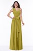 ColsBM Emmeline Golden Olive Modern A-line Half Backless Chiffon Floor Length Ruching Plus Size Bridesmaid Dresses