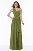 ColsBM Emmeline Olive Green Modern A-line Half Backless Chiffon Floor Length Ruching Plus Size Bridesmaid Dresses