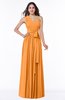 ColsBM Emmeline Orange Modern A-line Half Backless Chiffon Floor Length Ruching Plus Size Bridesmaid Dresses