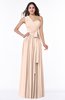 ColsBM Emmeline Peach Puree Modern A-line Half Backless Chiffon Floor Length Ruching Plus Size Bridesmaid Dresses