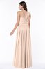 ColsBM Emmeline Peach Puree Modern A-line Half Backless Chiffon Floor Length Ruching Plus Size Bridesmaid Dresses