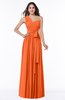 ColsBM Emmeline Tangerine Modern A-line Half Backless Chiffon Floor Length Ruching Plus Size Bridesmaid Dresses