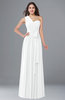 ColsBM Emmeline White Modern A-line Half Backless Chiffon Floor Length Ruching Plus Size Bridesmaid Dresses