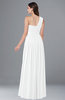 ColsBM Emmeline White Modern A-line Half Backless Chiffon Floor Length Ruching Plus Size Bridesmaid Dresses
