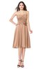ColsBM Whitney Almost Apricot Classic A-line Sweetheart Sleeveless Tea Length Pleated Plus Size Bridesmaid Dresses