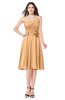 ColsBM Whitney Apricot Classic A-line Sweetheart Sleeveless Tea Length Pleated Plus Size Bridesmaid Dresses
