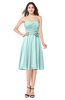 ColsBM Whitney Blue Glass Classic A-line Sweetheart Sleeveless Tea Length Pleated Plus Size Bridesmaid Dresses