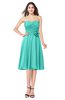 ColsBM Whitney Blue Turquoise Classic A-line Sweetheart Sleeveless Tea Length Pleated Plus Size Bridesmaid Dresses