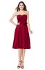 ColsBM Whitney Dark Red Classic A-line Sweetheart Sleeveless Tea Length Pleated Plus Size Bridesmaid Dresses