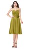 ColsBM Whitney Golden Olive Classic A-line Sweetheart Sleeveless Tea Length Pleated Plus Size Bridesmaid Dresses