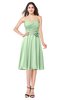 ColsBM Whitney Light Green Classic A-line Sweetheart Sleeveless Tea Length Pleated Plus Size Bridesmaid Dresses