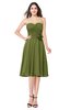 ColsBM Whitney Olive Green Classic A-line Sweetheart Sleeveless Tea Length Pleated Plus Size Bridesmaid Dresses