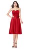 ColsBM Whitney Red Classic A-line Sweetheart Sleeveless Tea Length Pleated Plus Size Bridesmaid Dresses