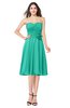 ColsBM Whitney Viridian Green Classic A-line Sweetheart Sleeveless Tea Length Pleated Plus Size Bridesmaid Dresses