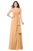 ColsBM Brenda Apricot Romantic Thick Straps Sleeveless Zipper Floor Length Sash Plus Size Bridesmaid Dresses
