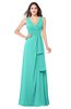 ColsBM Brenda Blue Turquoise Romantic Thick Straps Sleeveless Zipper Floor Length Sash Plus Size Bridesmaid Dresses