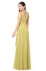 ColsBM Brenda Misted Yellow Romantic Thick Straps Sleeveless Zipper Floor Length Sash Plus Size Bridesmaid Dresses
