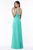 ColsBM Laurie Blue Turquoise Modern A-line Zip up Chiffon Ruching Plus Size Bridesmaid Dresses