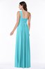 ColsBM Sophie Turquoise Elegant A-line Asymmetric Neckline Chiffon Floor Length Ruching Plus Size Bridesmaid Dresses