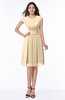 ColsBM Maya Apricot Gelato Modest A-line Short Sleeve Chiffon Knee Length Sash Plus Size Bridesmaid Dresses