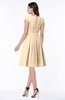 ColsBM Maya Apricot Gelato Modest A-line Short Sleeve Chiffon Knee Length Sash Plus Size Bridesmaid Dresses