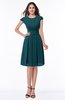 ColsBM Maya Blue Green Modest A-line Short Sleeve Chiffon Knee Length Sash Plus Size Bridesmaid Dresses