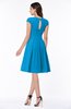 ColsBM Maya Cornflower Blue Modest A-line Short Sleeve Chiffon Knee Length Sash Plus Size Bridesmaid Dresses
