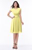 ColsBM Maya Daffodil Modest A-line Short Sleeve Chiffon Knee Length Sash Plus Size Bridesmaid Dresses