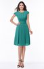 ColsBM Maya Emerald Green Modest A-line Short Sleeve Chiffon Knee Length Sash Plus Size Bridesmaid Dresses