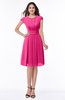 ColsBM Maya Fandango Pink Modest A-line Short Sleeve Chiffon Knee Length Sash Plus Size Bridesmaid Dresses