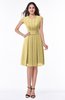 ColsBM Maya Gold Modest A-line Short Sleeve Chiffon Knee Length Sash Plus Size Bridesmaid Dresses