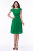 ColsBM Maya Green Modest A-line Short Sleeve Chiffon Knee Length Sash Plus Size Bridesmaid Dresses