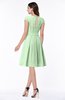 ColsBM Maya Light Green Modest A-line Short Sleeve Chiffon Knee Length Sash Plus Size Bridesmaid Dresses