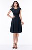 ColsBM Maya Navy Blue Modest A-line Short Sleeve Chiffon Knee Length Sash Plus Size Bridesmaid Dresses