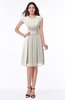 ColsBM Maya Off White Modest A-line Short Sleeve Chiffon Knee Length Sash Plus Size Bridesmaid Dresses