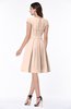 ColsBM Maya Peach Puree Modest A-line Short Sleeve Chiffon Knee Length Sash Plus Size Bridesmaid Dresses