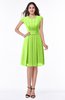 ColsBM Maya Sharp Green Modest A-line Short Sleeve Chiffon Knee Length Sash Plus Size Bridesmaid Dresses